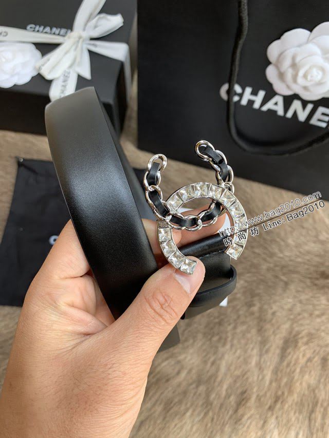 Chanel女士皮帶 香奈兒小香鑽圈雙面用小牛皮腰帶  jjp1165